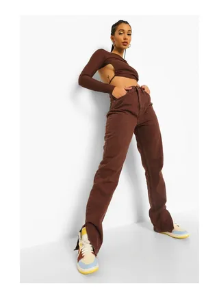 Side Split Straight Jeans 
