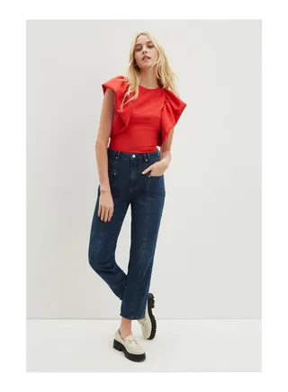 Seam Detail Straight Jeans 