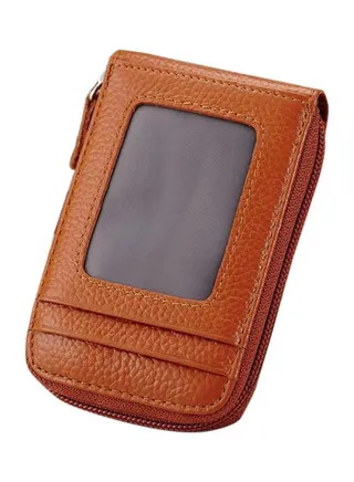 Leather Card Holder Brown 