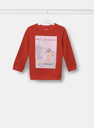 Casual Printed Sweatshirt Red 