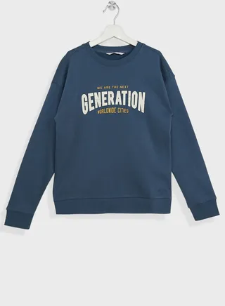 Kids Text Print Sweatshirt 