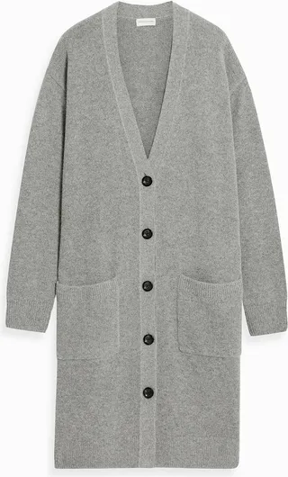 Mélange brushed knitted cardigan