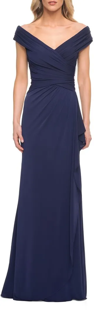 Ruched Jersey Column Gown