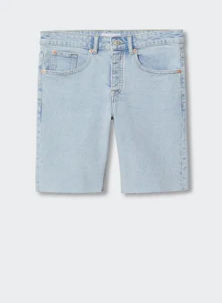 Kids Light Wash Frayed Hem Denim Shorts 