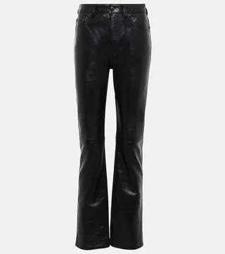 High-rise flared leather pants