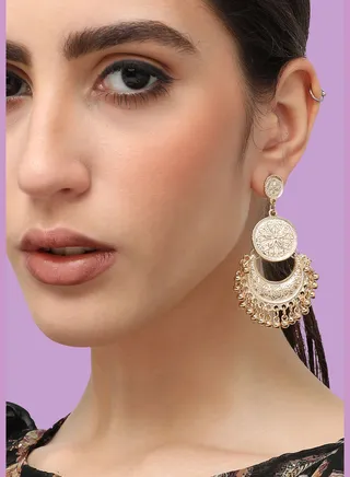Gold Plated Designer Stone Party Drop Earring For Women