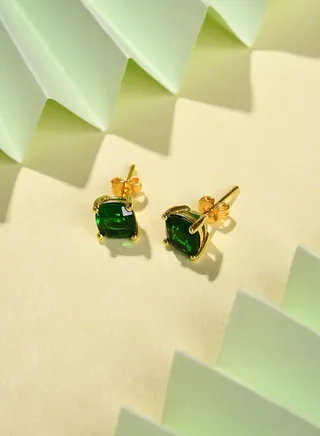 Gold Plated Designer Stone Stud