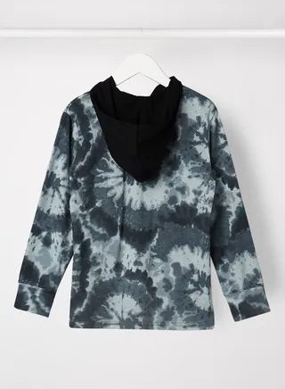 Tie Dye Detail Hoodie Gray Steel 