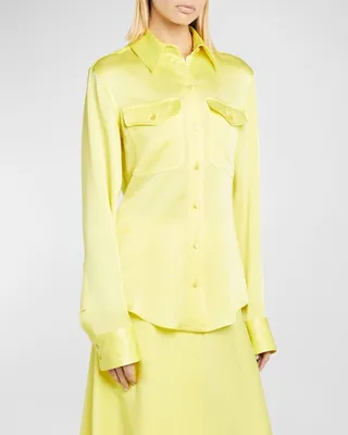 Satin Button-Down Top
