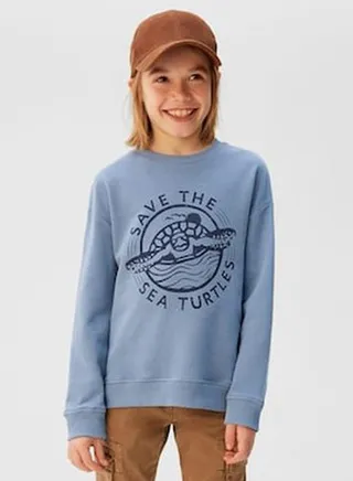 Organic Cotton Message Sweatshirt Blue 