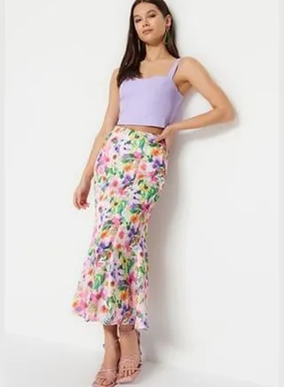 Multicolored Floral Print Skirt