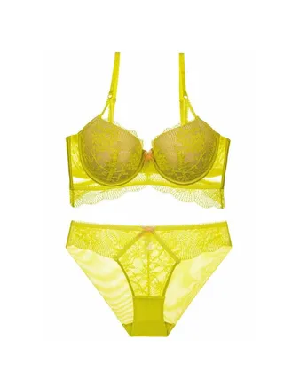 Comfy Solid Color Lace Bra And Panty Set. 