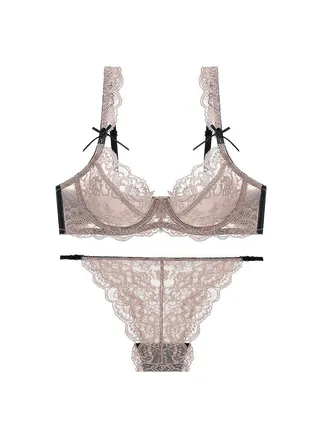 Casual Bra and Lingerie set Lingerie set Underwire soft lace push-cup bra. 