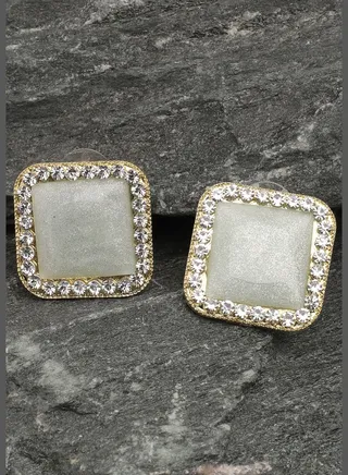 Gold Plated Party Designer Stone Stud For Women