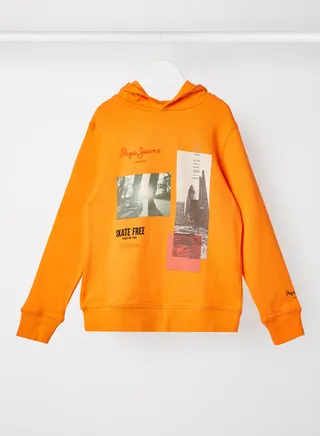 Kids/Teen Graphic Print Hoodie Orange 