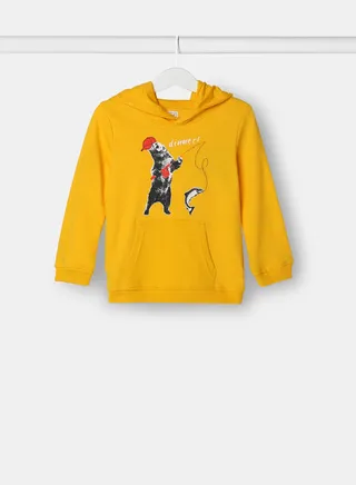 Casual Hooded Sweatshirt Yellow 