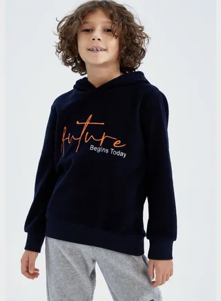 Kids Text Print Hoodie 