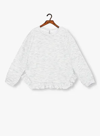 Flounce Long Sleeve Sweatshirt White 