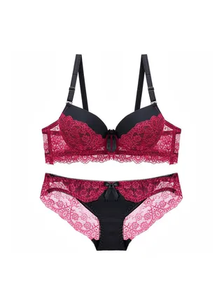 Comfy B C Cup Thin Cup Lace Bra Panty Set Women's Underwear Set . 