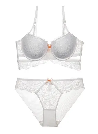 Comfy Solid Color Lace Bra And Panty Set. 