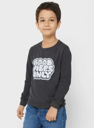 Boys Slogan Printed Sweatshirt 