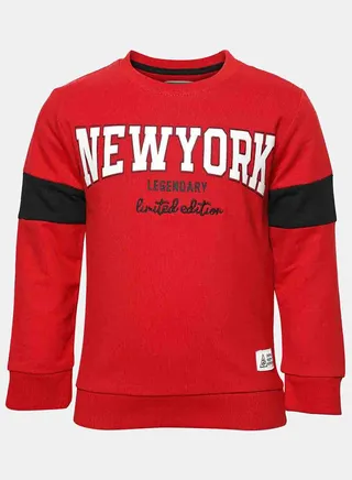 Printed Stylish Round Neck Sweatshirt Sapphire Red 