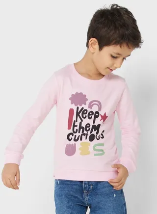 Boys Slogan Printed Sweatshirt 