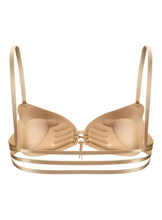 Long Back Buckle Stainless Steel Bra Beige 