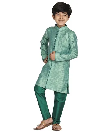 Boys' Green Kurta Pyjama Set 