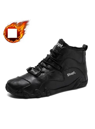 Men's Fashionable Casual Shoes With High Collar Plush 