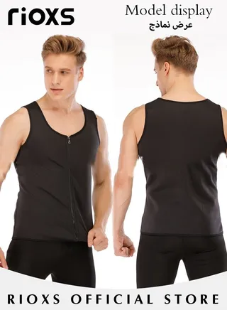 Men Slimming Body Shaper Vest Abdomen Slim Top Compression Tank Shapewear With Front Zipper 