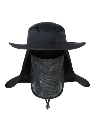 Boonie Hat With Neck Cover For Dust Protection Black 