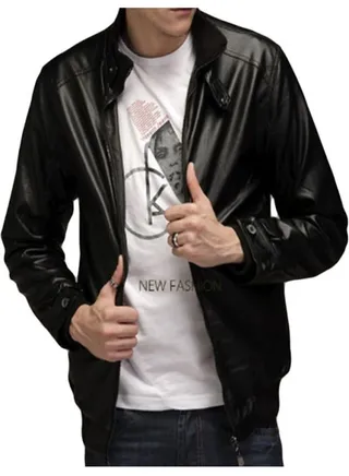 Solid Leather Jacket Black 