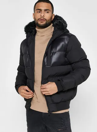 Bravesoul Black Padded Hooded Jacket With