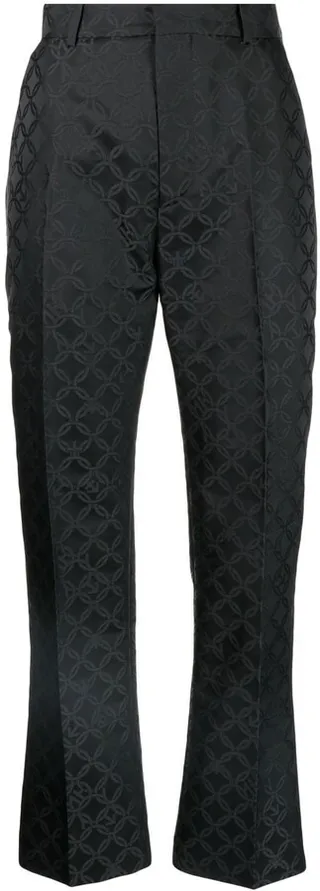 Jacquard-Pattern Straight-Leg Trousers