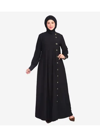 Croisette button down abaya black made of Saudi crepe 