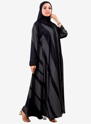 Silver double cloche abaya made of silk 