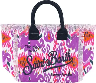 Canvas handbag with multicolor print