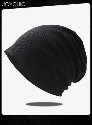 Slouch Beanie Hat for Men Women Stretchy Skull Cap Soft Spring Autumn Warm Daily Outdoor Cuffed Hats Unisex Comfortable Black 