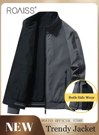 Men’s Reversible Jacket Men's Pilot Baseball Uniform Reversible Wearable Loose Padded Men's Motorcycle Jacket Men's Jacket Fashion Casual Men's Clothing 