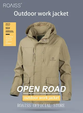 Men'S Casual Loose Windproof Jacket Solid Sports Hoodie Lightweight Outdoor Hiking Zipper Jacket 
