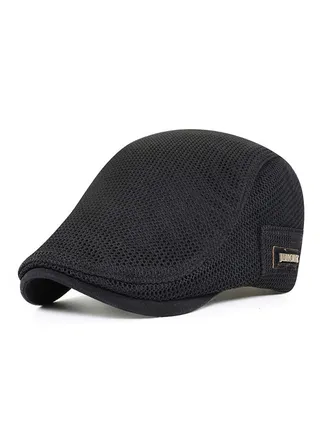 New Style Mens Beret Cap Newsboy Hat Adjustable Irish Cabbie Gatsby Mesh Breathable Driving Outdoor Sun Protection Classic Black 