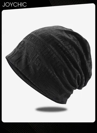 Cotton Slouchy Beanie Spring Autumn Skull Cap Hip-Hop Running Adult Dwarf Hat Breathable Chemo for Men Women Black 