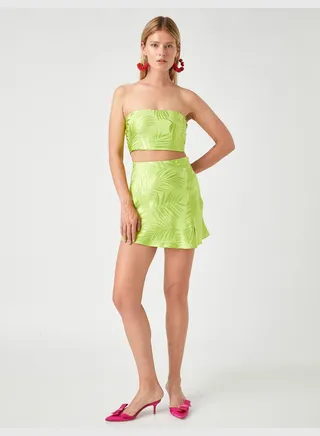 Melis Ağazat X Koton - Split Detail Satin Mini Skirt