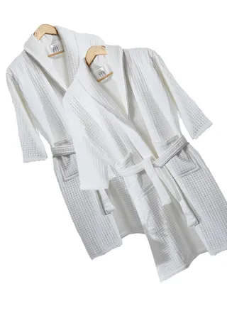 2 Pieces Lightweight Summer Fresh Cotton Unisex Spa  Bathrobe Standard Size 
