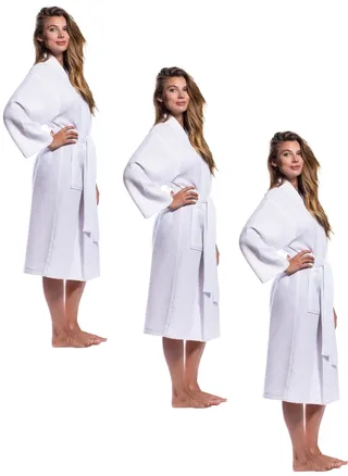 3 Pieces Unisex Hotel Spa Waffle  Bathrobe Standard Size 