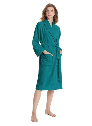 Peacock Green Colour Soft Sleepwear Belted  Bathrobe XXL Size With Pockets 