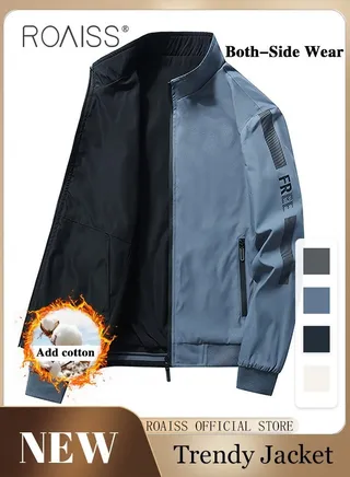 Men’s Reversible Jacket Men's Pilot Baseball Uniform Reversible Wearable Loose Padded Men's Motorcycle Jacket Men's Jacket Fashion Casual Men's Clothing 