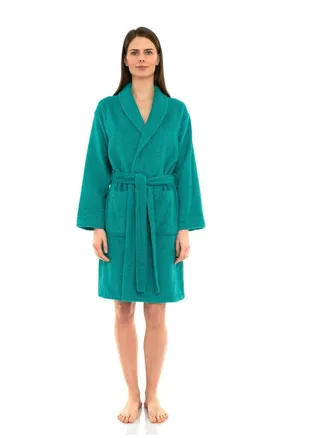 Peacock Green Colour Terry Weave Lightweight Kimono Spa  Bathrobe XXL Size 