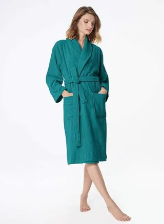 Peacock Green Colour Unisex Hotel Spa Terry  Bathrobe XXL Size 100% Cotton Dressing  Bathrobe XXL Size Nightwear 